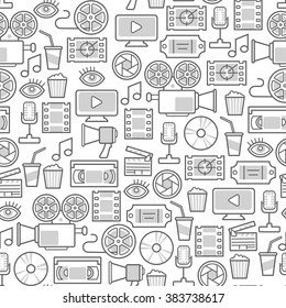 seamless pattern with line movie icons