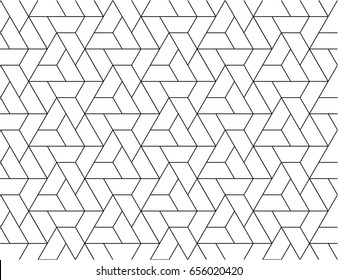 Seamless pattern from a line. Repeating geometric triangular grid.Vector pattern.