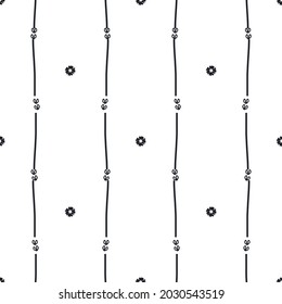 Seamless pattern with line stripe and small daisy flower on white background vector illustration.