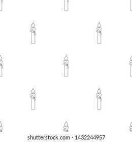 Seamless pattern with line style icon of a candle. Religional concept. Vector illustration for design, web, wrapping paper, fabric, wallpaper.