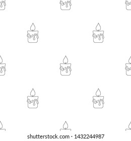 Seamless pattern with line style icon of a candle. Religional concept. Vector illustration for design, web, wrapping paper, fabric, wallpaper.