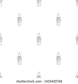 Seamless pattern with line style icon of a candle. Religional concept. Vector illustration for design, web, wrapping paper, fabric, wallpaper.