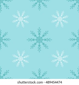 Seamless pattern with line style snowflakes