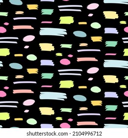 Seamless pattern line or texture marker highlighter on black background