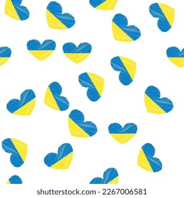 Seamless Pattern Line Ukraine Flag, National Background