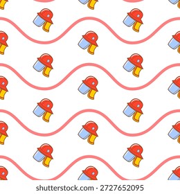 nahtloses Muster Linie Welle Hintergrund Feuerwehr Ausrüstung Thema