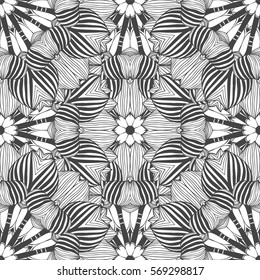 Seamless pattern - linear abstract black and white background