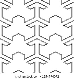 Seamless pattern. Linear backdrop. Curves ornament. Ethnic background. Geometric wallpaper. Tribal motif. Folk vector. Digital paper, textile print, web design