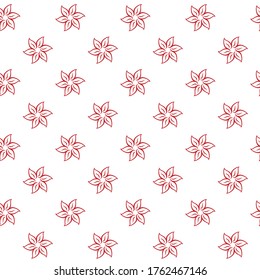 seamless pattern of linear flowers of red color on white pattern. pattern for fabric, background, print, wrapping, etc.