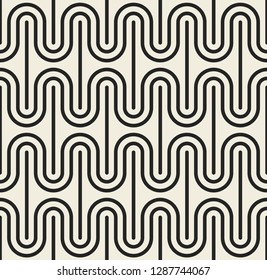 Seamless pattern with linear geometric ornament. Abstract modern stylish texture background. Vector illustration.