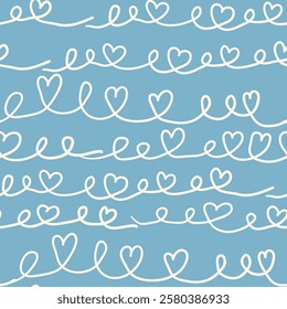 seamless pattern with linear hearts in doodle style. Element for decoration design mail posts postcards poster print invitation background backdrop wrapping wallpaper banner textile