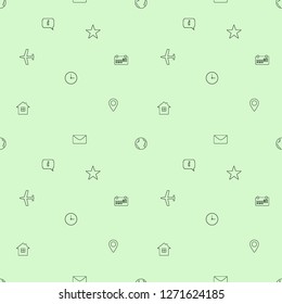 Seamless pattern with linear icons on green background