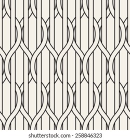 Seamless pattern with linear iterlaced wavy grid. Endless stylish texture. Ripple background