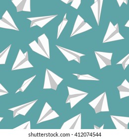 Seamless pattern with linear paper planes. Hand drawn background. Adult coloring book. Suitable for packaging,stationery, and identity and web designs.