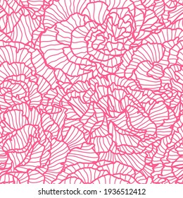 Seamless pattern with linear roses. Beautiful decorative summer flowers.