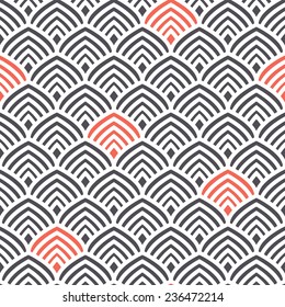 Seamless pattern. Linear scaly ornament. Geometric stylish background. Vector repeating texture