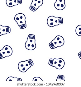 seamless pattern from the linear style of the skull. blue outline skull doodle style gay pen for your design