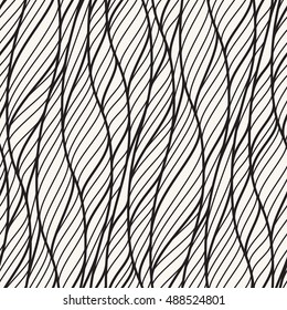 Seamless pattern with linear waves. Endless stylish texture. Hand drawn modern background.