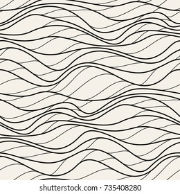 Seamless pattern with linear waves. Endless stylish texture. Ripple background