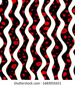 Seamless pattern with linear wavy stripes. Repeating background with waves. Stylish print. Leopard background.