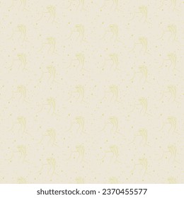 Seamless pattern with linear woman silhouette beige print