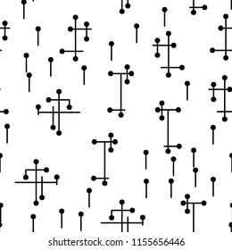 Seamless pattern with lines and dots. Retro, vintage background. Vector illustration. Black and white. For printing on fabric, textiles, interior items, paper, finding.