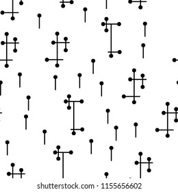 Seamless pattern with lines and dots. Retro, vintage background. Vector illustration. Black and white. For printing on fabric, textiles, interior items, paper, finding.