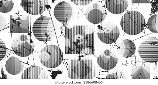 Seamless pattern with  lines . Fabric pattern with , scratches,cracks and repeating black  lines . Dynamic endless overlay texture with horizontal action lines. Vector