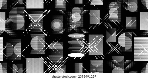 Patrón sin inconvenientes con líneas. Patrón de tejido con elementos de diseño a rayas .Líneas de negro repetidas .Forma geométrica. Textura geométrica dinámica de superposición Endless.