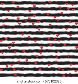 Seamless Pattern - lines and hearts - modern abstract vector design