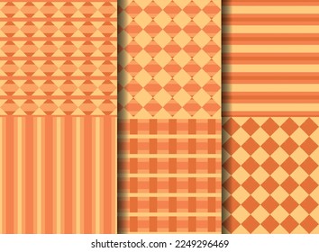 seamless pattern of lines and rhombuses shapes in different shades of orange and retro color vector