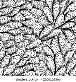 Seamless pattern of lines, seashells. Vector stock illustration eps10. Isolate on white background, outline, hand drawing.