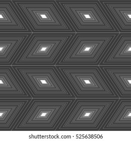 Seamless pattern of lines and shapes. The bright lines on a dark background.