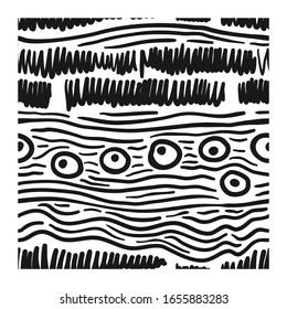 Seamless pattern with lines waves and dots or bubbles. Design for backdrops with sea, rivers or water texture. Print for the cover of the book, postcards, t-shirts.