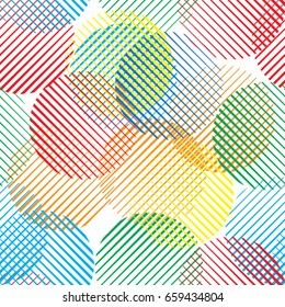 Seamless pattern with lines.Circles unusual poster Design .Colorful Vector stripes .Geometric shape.
