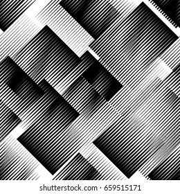 Seamless pattern with lines.Square unusual poster Design .Black Vector stripes .Geometric shape. Endless texture