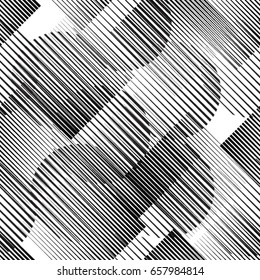 Seamless pattern with lines.Squares and circles unusual poster Design .Black Vector stripes .Geometric shape.