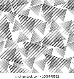 Seamless pattern with lines.Triangles
 unusual poster Design .Black Vector stripes .Geometric shape. Endless texture
