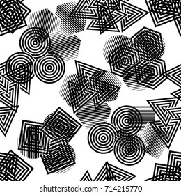 Seamless pattern with lines.Triangles
 unusual poster Design .Black Vector stripes .Geometric shape. Endless texture