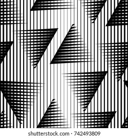 Seamless pattern with lines.Triangles
 unusual poster Design .Black Vector stripes .Geometric shape. Endless texture