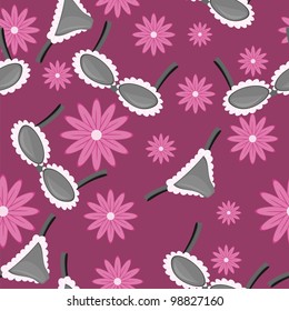 seamless pattern with lingerie and flowers
