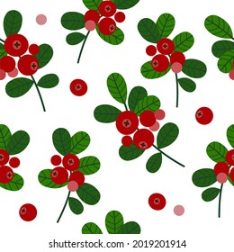 Patrón sin foco con plantas de lingonberry