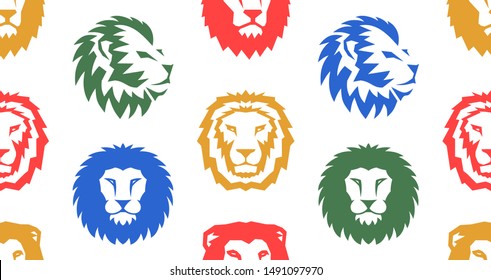 Seamless pattern with Lion logo. isolated on white background