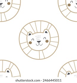 Seamless pattern with lions. colorful vector for kids. hand drawing, flat style. baby design for fabric, print, textile, wrapper	