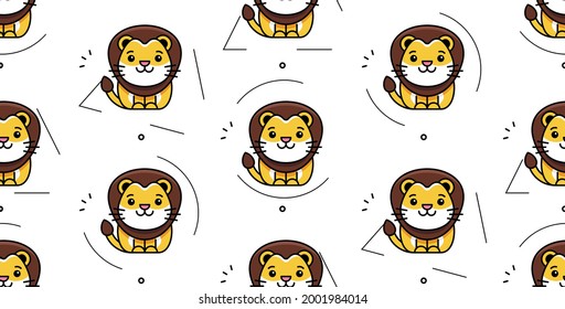 Seamless pattern with lions. Icon design. Template elements