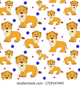 Seamless pattern with lions, texture.