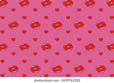 seamless pattern with lips and hearts for banners, cards, flyers, social media wallpapers, etc.