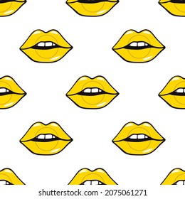 Seamless pattern Lips Intersex flag symbol Isolated. Bisexual pride collection, accessory. Colorful pride designs. Vector illustration on white background. For cards, posters, decor, t shirt design