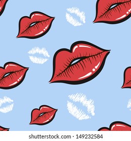 Seamless pattern. Lips. Kiss. Imprint. Wallpaper. vector illustration
