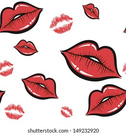 Seamless pattern. Lips. Kiss. Imprint. Wallpaper. vector illustration